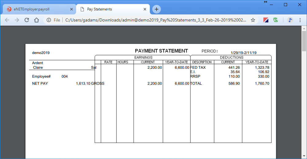 Fig. 08: The plainer, more traditional style of pay statement.